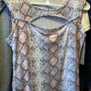 Stylish Snake Print Cutout Blouse